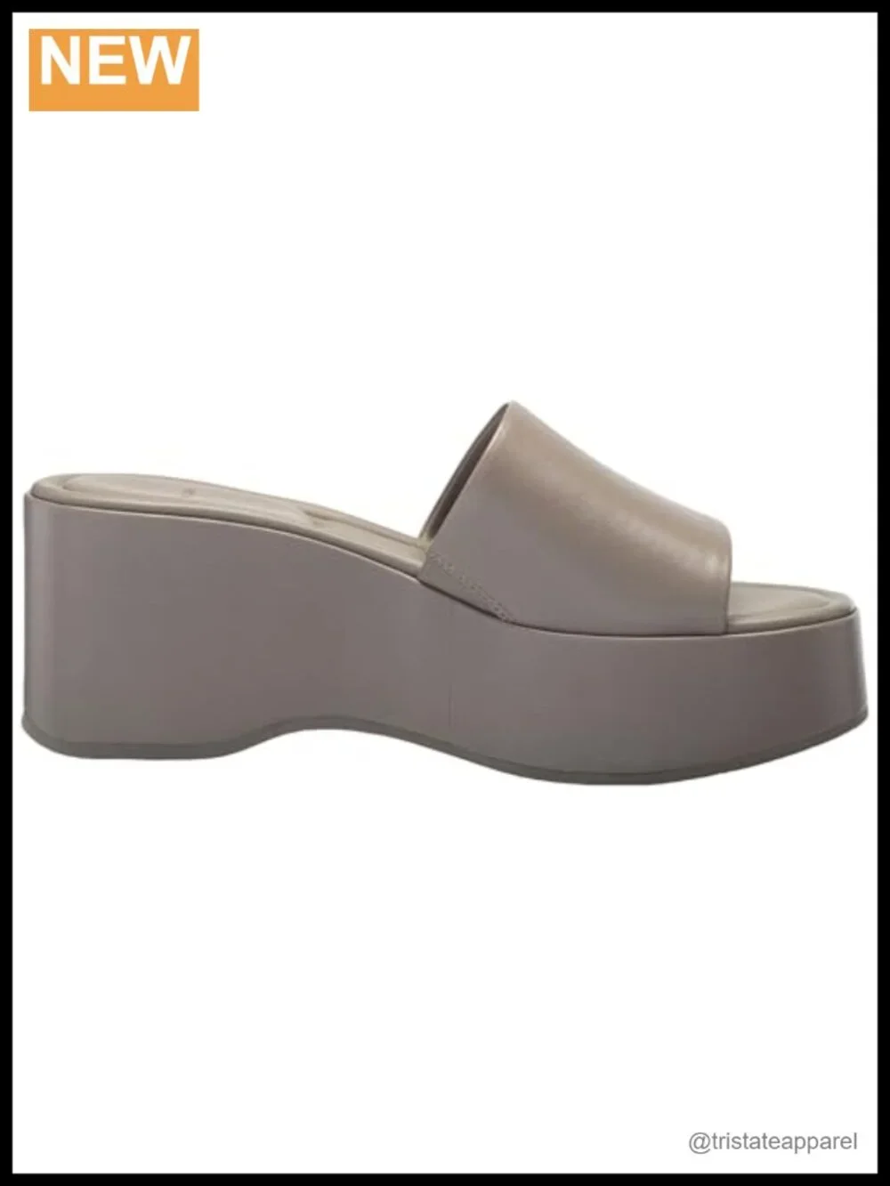Leather Platform Wedge Slide Sandals 3in Heel 1.5in Comfort
